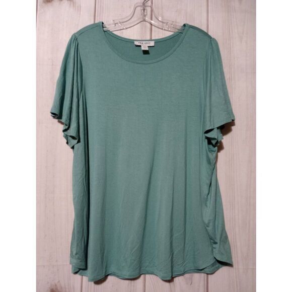Nine West Shirt Ladies 2xl Green‎ Short Sleeve Flowy Stretchy - Picture 1 of 6
